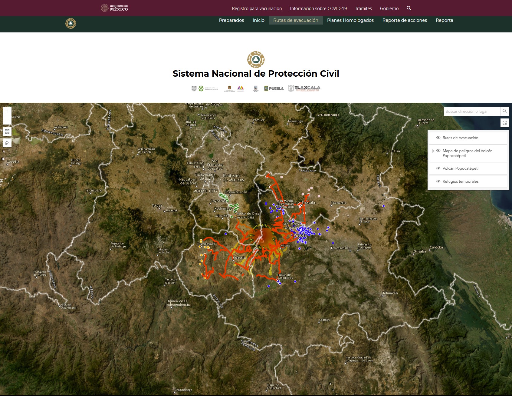 Evacuation Routes for the Popocatépetl Volcano