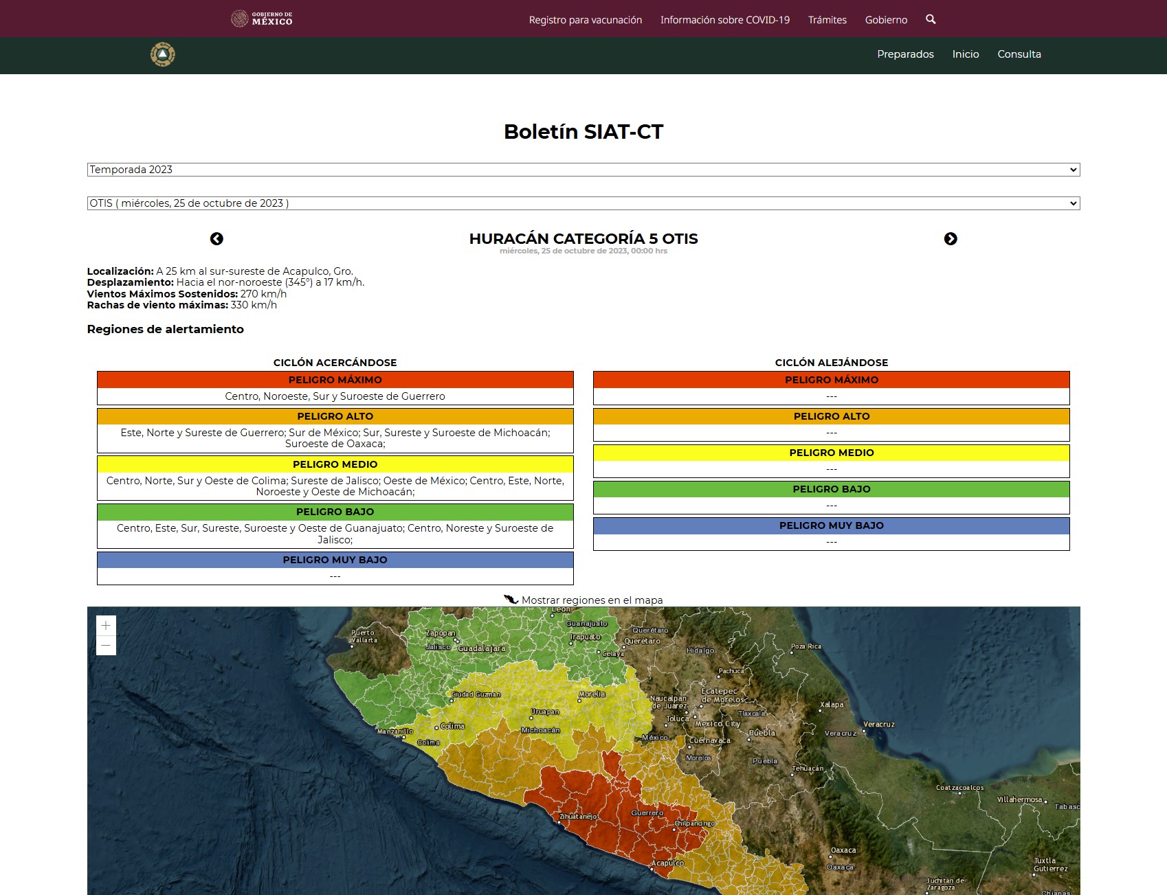 Early Warning System for Tropical Cyclones (SIAT-CT)