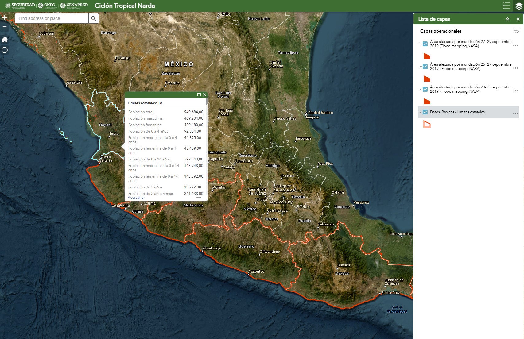 Situational Map for Tropical Cyclone Narda